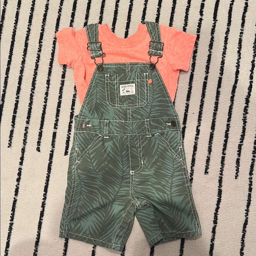 Carter's Green Tropical Print Overall Set
